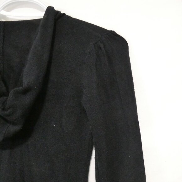 CAFEBRAND - Limited Edition | small | Solid Black Zip-Up Hooded Knit Sweater - Picture 13 of 16